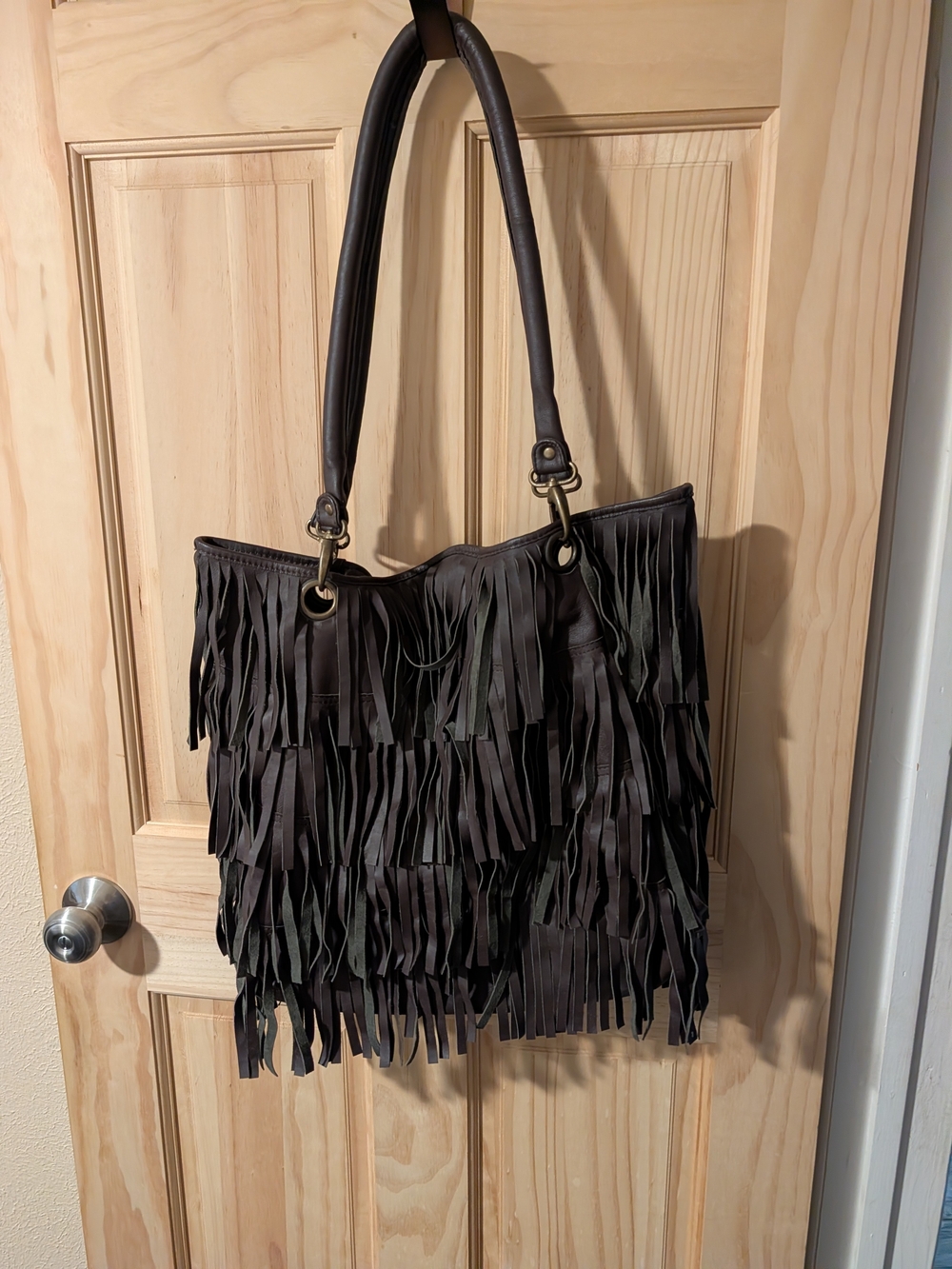 Raj Dark Brown Fringed Shoulder Bag
